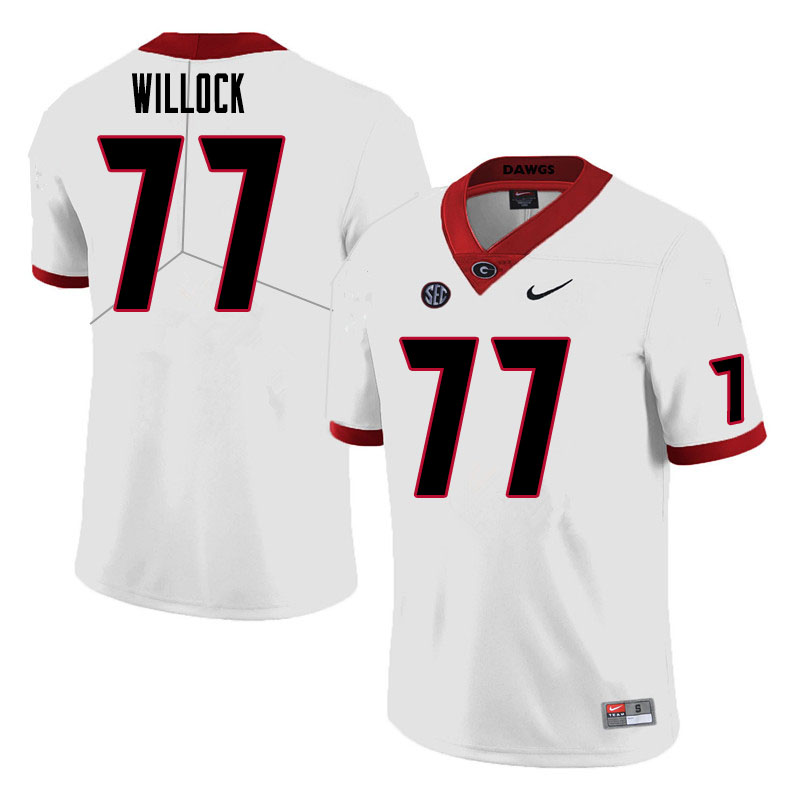 Men #77 Devin Willock Georgia Bulldogs College Football Jerseys Sale-White - Click Image to Close